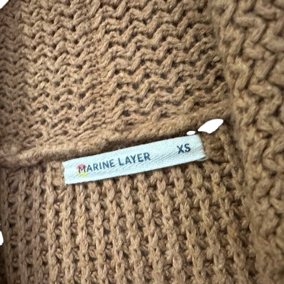 Marine Layer Womens Brooklyn Chunky Knit Cardigan Sweater XS Brown Open Front - Picture 10 of 11